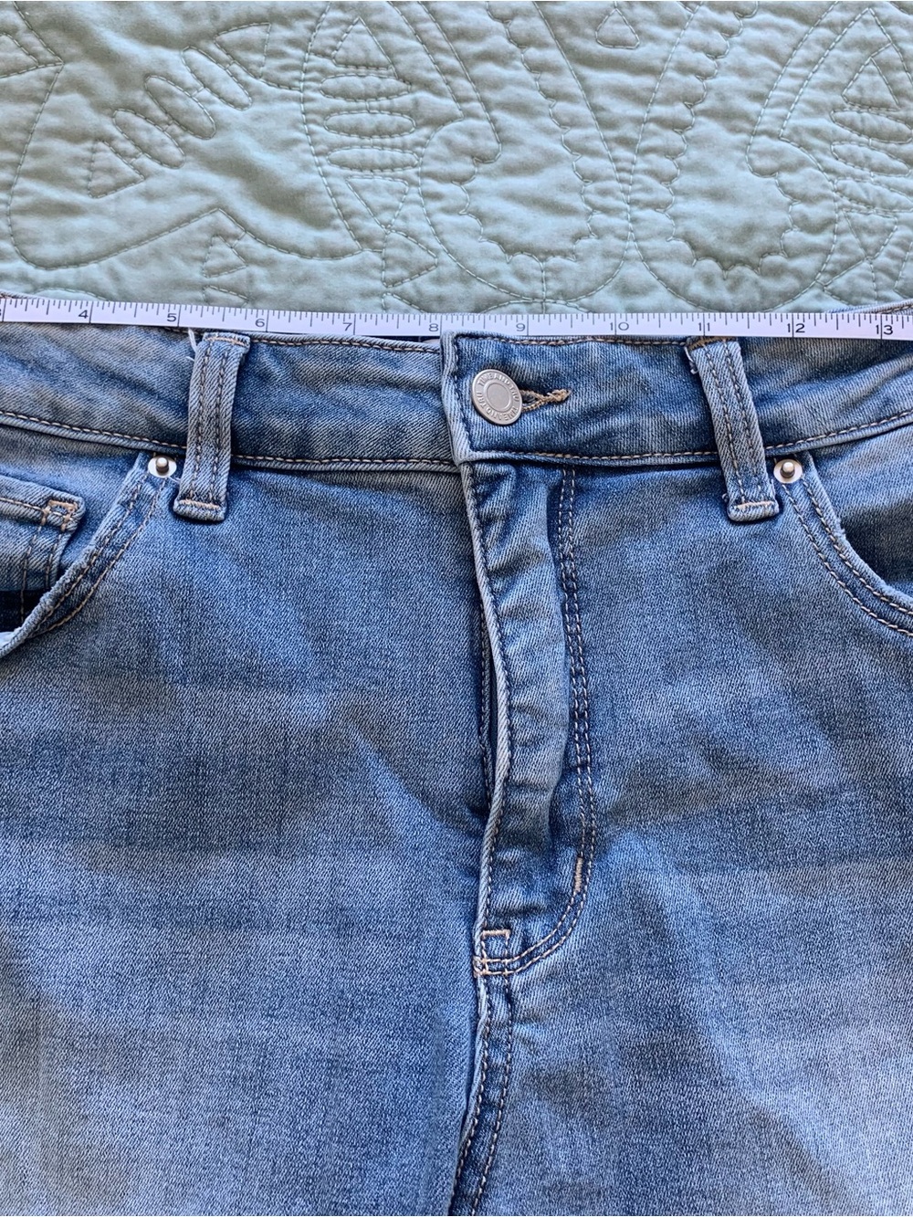 Time and Tru Light Blue High Waist Denim Bermuda Shorts - Picture 3 of 5